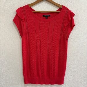 Banana Republic Red Knit Sweater Top with Ruffle Sleeves – Size‎ S